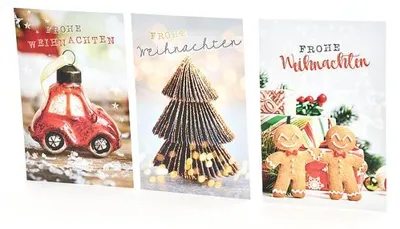 Produktbild von Weihnachtskarte - 100 Stück - 3 Motive