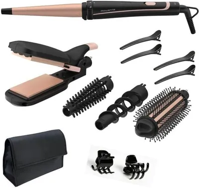 Produktbild von ROWENTA CF4231F0 Infinite Looks Multistyler, Haarglätter Curling Embosser, Keramikbeschichtung, 14 Accessoires, Beutel