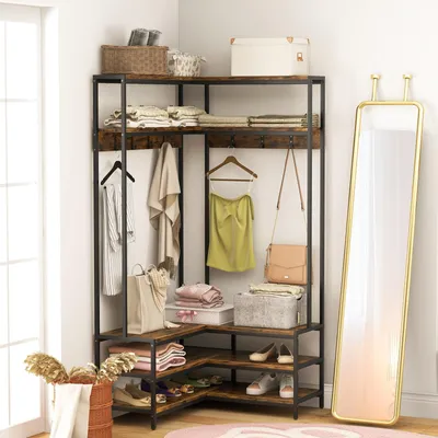 SONGMICS HOME Wandgarderobe 2er Set, Garderobe in