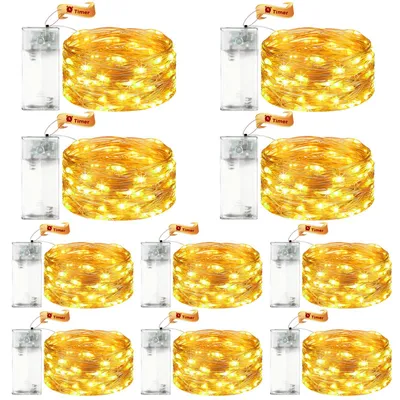 LED-Lichterkette 10er-Set, 3 m, 30 LEDs, warmweiß, Timer, batteriebetrieben