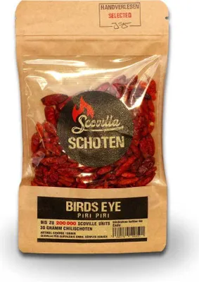 Produktbild von Scovillas Birds Eye (Piri Piri) Schoten, getrocknet, 30g