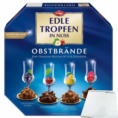 Produktbild von Trumpf Edle Tropfen in Nuss blau Obstbrände (200g Packung) + usy Block