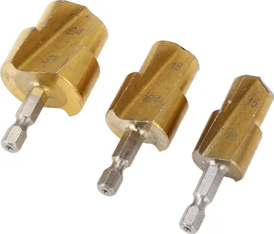 Zdjęcie produktu dla 3 SZTUK Rozwiertaki do rur PPR Zestaw wierteł stopniowych z trzpieniem sześciokątnym 19 mm 24 mm 31 mm do łączenia rur PVC ze stali wysokowęglowej