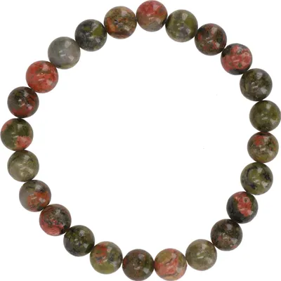 Produktbild von Mala Armband, Handmala, Buddhistischer Schmuck, Perlenarmband 6 mm - Unakit, Mehrfarbig, Halbedelstein, Armreifen & Armbänder Modeschmuck