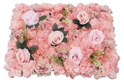 Produktbild von Kunstblumen Wandpaneele - Blumenwand Set 12 Stück - Dahlien & Rosen aus Seide und Kunststoff - Handgefertigt - Wiederverwendbar - Hochzeits- & Partyhintergrund - Rosa
