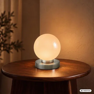 Image de B.K.Licht Lampe de chevet tactile, intensité lumineuse variable par paliers,E14,lampe de bureau, lampe chevet, lampe de table, 12,6x15,7 cm,nickel mat