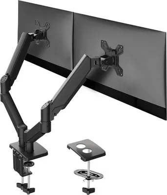 Produktbild von Audizio Met gasveer Monitorhalterung Büro – 2‑Bildschirme, 8 kg Belastbarkeit, VESA 75/100 mm