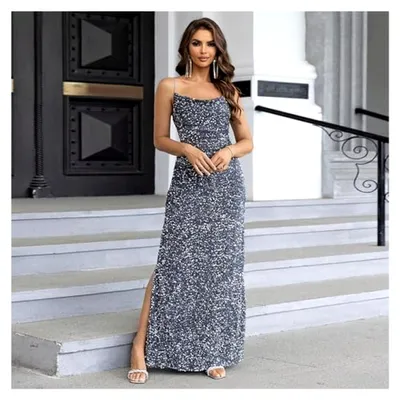 Produktbild von Trägerkleid Damen Jacquard Ballkleid Elegantes Kleid mit Schultergurten Maxikleid Spaghettiträger A-Linie Abendkleider Lang Partykleid Bodenlanges Quadratischer Ausschnitt Bleistiftkleid