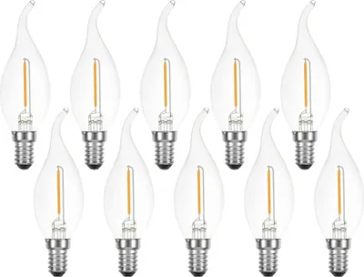 Produktbild von 10 x LED Filament Leuchtmittel Windstoß Kerze 1W = 15W E14 klar 822 extra warmweiß 2200K