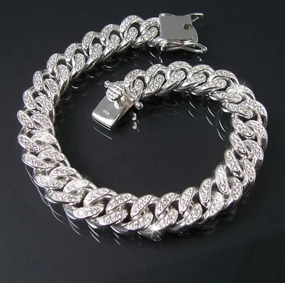 Produktbild von Panzerarmband 925 Silber 10,2mm x19cm Armkette Damen Zirkonia ES5015A