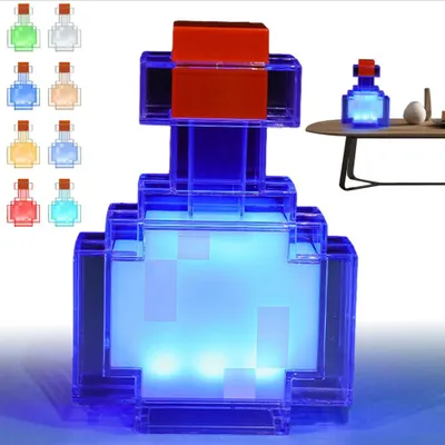 Image de Bouteille de potion magique lumineuse - Veilleuse LED de 7 pouces, bouteille de potion magique avec lumières LED, veilleuse rechargeable via USB-C pour table de chevet, 8 couleurs