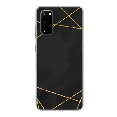 Produktbild von MuchoWow® Handyhülle Schutzhülle Hülle für Samsung Galaxy S20 Geometrisches Muster aus goldenen Linien auf schwarzem Hintergrund Silikon Softcase Handy Hülle - Bild