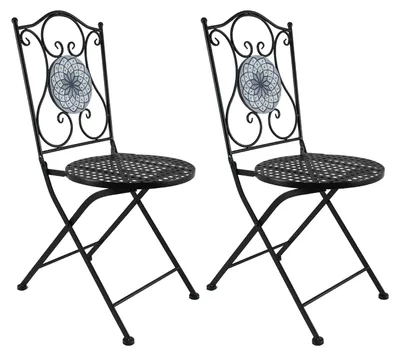 Produktbild von Gartenstuhl 2er-Set Metall Schwarz Byzanz