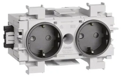 Productafbeelding van Hager stopcontact GS20019011, 2-voudig, grafietzwart