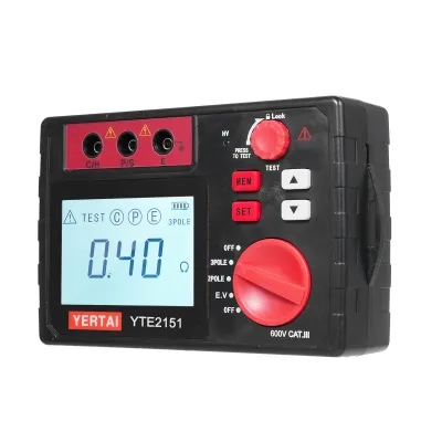 Produktbild von YERTAI YTE2151 Digitaler Erdungspruefer 2000 Šž Isolationswiderstandsdetektor Erdungswiderstandsmessgeraet Erdungswiderstandstester Messen Sie Wechselspannung bis 600 V mit Hintergrundbeleuchtungsanzeige