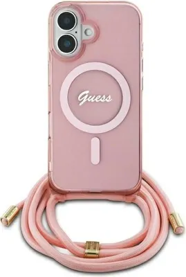 Immagine prodotto di Guess Guhmp16Shctsgnsp Iphone 16 6.1 Różowy/Pink Hardcase Crossbody Cord Script Magsafe