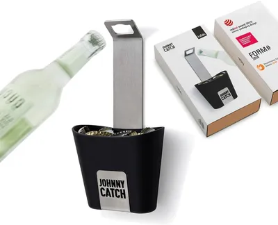 Productafbeelding van Johnny Catch met opvangbak - Wandflesopener - Tot 60 kroonkurken - Bieropener en flesopener