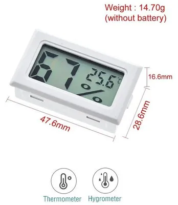 Produktbild von Digitales Thermometer und Hygrometer mit LCD-Display zur Messung von Temperatur und Luftfeuchtigkeit - Weißes Rechteck
