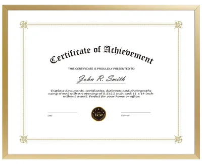Obrázek produktu pro Hliníkový rámeček s certifikátem, rozměry 8,5 x 11 cm, kovový, se sklem, určený pro dokumenty