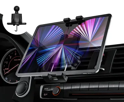 Produktbild von Halterung für Tablets im Auto, mit 360° Drehung und sicherer Befestigung