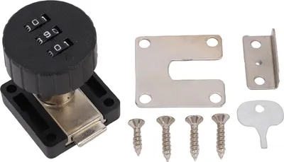 Image de Serrure à came combinée à 3 chiffres, tiroir à code pour armoire, bureau, noir