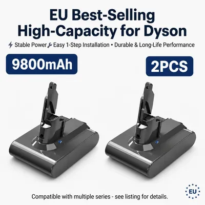 Obrázek produktu pro Baterie pro Dyson V7 - Li-Ion náhradní baterie - 21,6V - 9800mAh - Vysoce výkonná baterie - Balení 2 kusů - Kompatibilní s modely V7 Animal/Fluffy/Motorhead/SV11