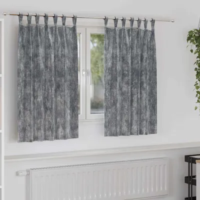 Zdjęcie produktu dla Zasłony z weluru z zasłonami 2 pcs Szary 140 x 140 cm Aksamit