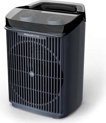 A studio shot of a Rowenta heater against a white background.