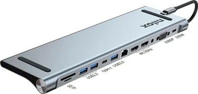 Produktbild von Nilox NXDSUSBC07 Docking Station 100W con USB, HDMI, VGA, Ethernet e Card Reader Grigio