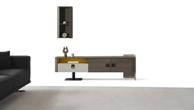 Produktbild von Eleganter TV-Ständer aus Holz in Braun für modernes Wohnzimmer