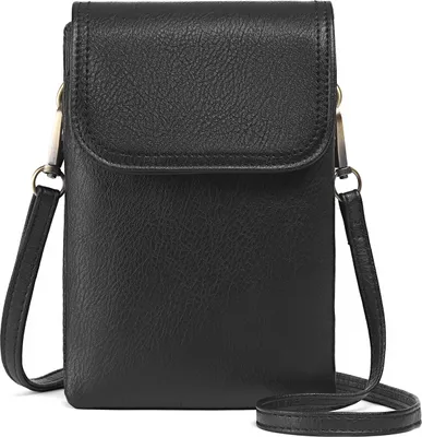 Produktbild von INF Umhängetasche für Damen, Brieftasche aus Kunstleder mit mehreren Kartenfächern Schwarz