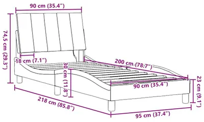 Image de vidaXL Cadre de lit sans matelas "Hanko" noir 90x200 cm Tissu