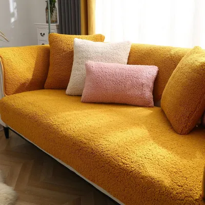 Produktbild von Sofaüberwurf Gelb 90x160cm Lammimitat