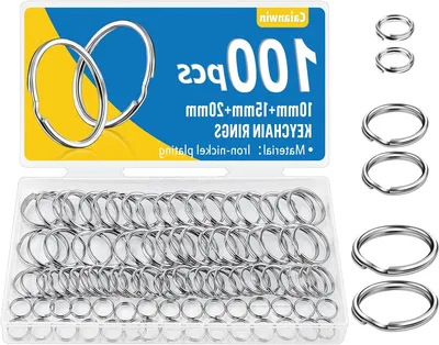 Productafbeelding van Sleutelringen Set - Metaalringen Hobby - Knutselen en Organiseren - Roestbestendig Materiaal - 100 Stuks 3 Maten - Zilverkleurig