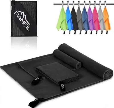 Produktbild von Unyqoos® Mikrofaser-Handtücher 3er-Set – 160 x 80 cm Badetuch + 2× 80 x 40 cm Reisehandtücher, saugfähig & schnelltrocknend für Fitness, Sauna & Strand