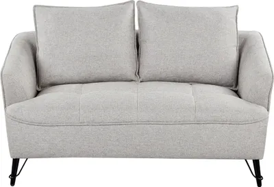 Produktbild von BELIANI 2-Sitzer Sofa Hellgrau Stoffbezug Gesteppt mit Hohen Metallbeinen Breite Armlehnen Lose Rückenkissen Freistehend Modern Wohnzimmer