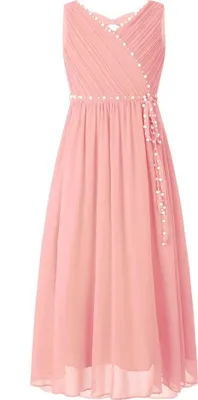 Produktbild von Mädchen Prinzessin Abendkleid Gr. 152 Cm Festlich Lang Blumenmädchenkleid Hochzeit Perlen Schleife Chiffonkleid