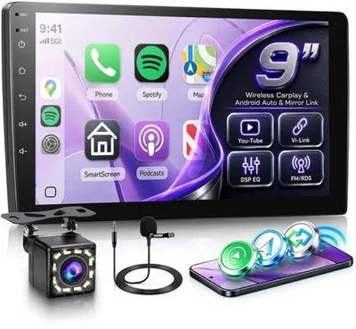 Zdjęcie produktu dla Radio samochodowe 2 DIN z bezprzewodowym Carplay, Android Auto i dostępem do You-Tube