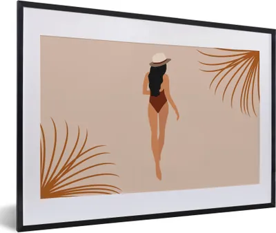 Produktbild von MuchoWow® Gerahmtes Poster Sommer - Frau - Abstrakt 60x40 cm - Poster mit Schwarzem Bilderrahmen Wandposter Rahmen Foto Bilder - Schlafzimmer - Plakat in Rahmen - Drucken