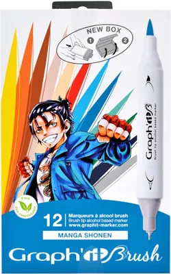 Zdjęcie produktu dla 12 Graph'It Brush & Extra Fine Marker Set - Manga Shonen