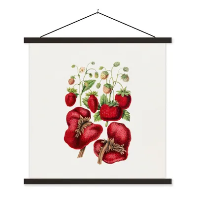 Produktbild von MuchoWow® Textilposter Erdbeeren - Obst - Lebensmittel 90x90 cm mit schwarzem Rahmen - Magnetisches