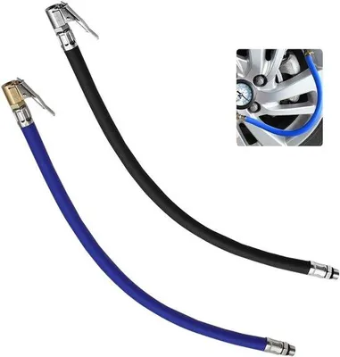 Produktbild von Reifenfüllschlauch – 2 Stück – Ventilverbindung – Für alle Reifen – Schwarz/Blau – 36,5 cm / 40,3 cm