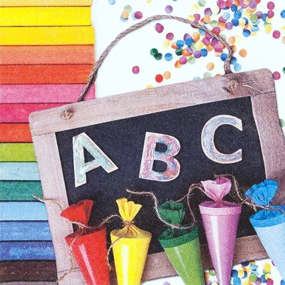 Produktbild von 20 Servietten Schulanfang ABC Einschulung Schultüten  33cm