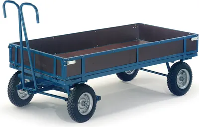 Produktbild von Rollcart Handpritschenwagen mit Holzbordwänden 2460x1210 mm Ladefläche Vollgummi