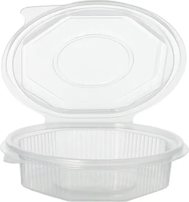 Produktbild von Verpackungsbecher mit Klappdeckeln, PP 8-eckig 250 ml 2,8 cm x 11 cm x 11 cm transparent