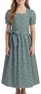 Produktbild von Mädchen Kinder Dirndl Mädchendirndl Kleid Kurzarm Grün/weiß kariert, Größe:116