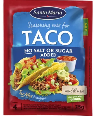 Produktbild von Santa Maria Taco Gewürzmischung ohne Salz & Zucker, 25 g – Natürliche Kräuter für authentischen Geschmack