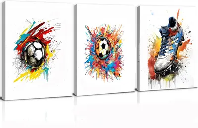 3er-Set Fußball-Leinwandbilder, 40,6 x 30,5 cm, gerahmt