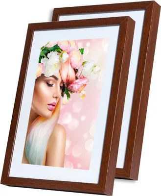 Produktbild von KS15 Bilderrahmen Lifestyle Foto Rahmen Collage Holzoptik 2er 3er 5er Pack - Farbe: 2er Pack Braun | Format: 21x30 DIN A4