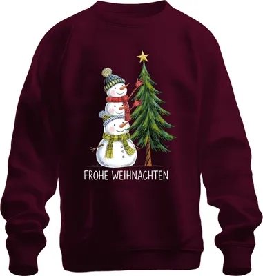Immagine prodotto di Merry Christmas Snowmen Christmas Tree Cute Kids Unisex Felpa Pullover, Borgogna, L